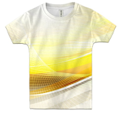 Дитяча 3D футболка Біло-жовта техно абстракція
