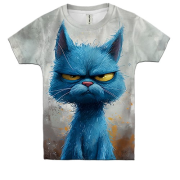 Дитяча 3D футболка Похмурий синій кіт