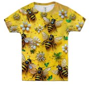 Дитяча 3D футболка Бджоли з квітами