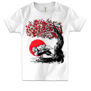 Детская 3D футболка Зеницу под сакурой - Demon Slayer