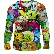 Мужской 3D лонгслив Растения против зомби
