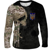 Чоловічий 3D лонгслів Punisher skull multicam