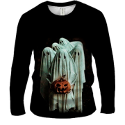 Чоловічий 3D лонгслів Привид з гарбузами