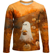 Дитячий 3D лонгслів Привид з гарбузами, Хелловін