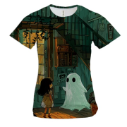 Жіноча 3D футболка Будинок із привидом, Хелловін