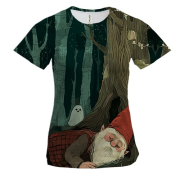 Жіноча 3D футболка Гном та привид, Хелловін
