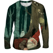 Чоловічий 3D лонгслів Гном та привид, Хелловін