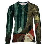 Жіночий 3D лонгслів Гном та привид, Хелловін