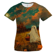 Жіноча 3D футболка Привид на полі, Хелловін