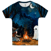 Дитяча 3D футболка Дівчинка та привид, Хелловін
