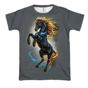 3D футболка с Золотогривой лошадью