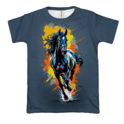 3D футболка Лошадь с мазками краски