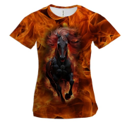 Жіноча 3D футболка з Вогненним конем