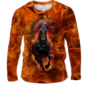 Мужской 3D лонгслив с Огненной лошадью