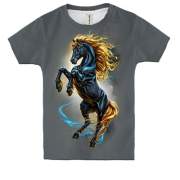 Детская 3D футболка с Золотогривой лошадью