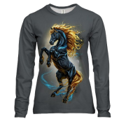Женский 3D лонгслив с Золотогривой лошадью