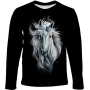 Дитячий 3D лонгслів з чорно-білим конем