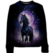 Дитячий 3D світшот з конем на тлі місяця