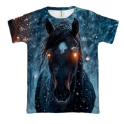 3D футболка Конь с сияющими глазами