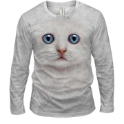 Мужской 3D лонгслив Белый котенок