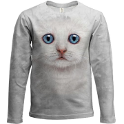 Дитячий 3D лонгслів Біле кошеня