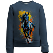 Дитячий 3D світшот Кінь з мазками фарби