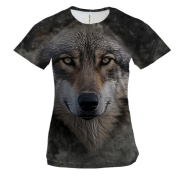 Жіноча 3D футболка з мордою вовка