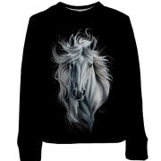 Дитячий 3D світшот з чорно-білим конем