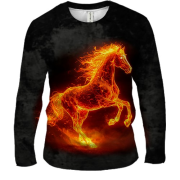 Мужской 3D лонгслив Огненная лошадь