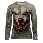 Женский 3D лонгслив с мордой злого волка