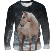 Мужской 3D лонгслив Лошадь и зима