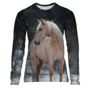 Женский 3D лонгслив Лошадь и зима