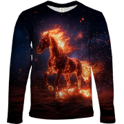 Дитячий 3D лонгслів Кінь з полум'я