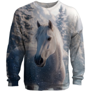 3D світшот Кінь і сніговий ліс