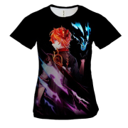 Женская 3D футболка Тарталья - Genshin Impact neon