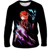 Мужской 3D лонгслив Тарталья - Genshin Impact neon