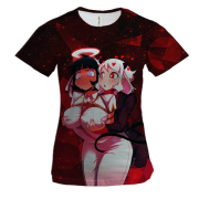 Женская 3D футболка Helltaker - Azazel X Modeus