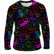 Чоловічий 3D лонгслів LoL - Arcane, Neon Logo