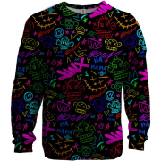 3D світшот LoL - Arcane, Neon Logo