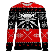 Женский 3D лонгслив Новогодний Ведьмак