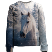 Дитячий 3D світшот Кінь і сніговий ліс