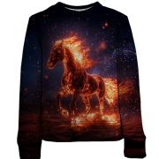 Дитячий 3D світшот Кінь з полум'я