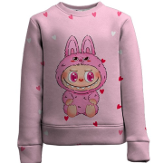 Дитячий 3D світшот Лабубу в рожевих серцях