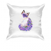 Подушка с сиамской кошкой в цветах