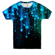 Дитяча 3D футболка Блакитні неонові краплі