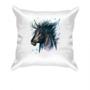 Подушка с рисунком черной лошади