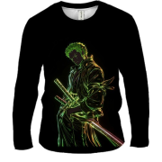 Чоловічий 3D лонгслів Roronoa Zoro, neon