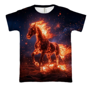 3D футболка Конь из пламени