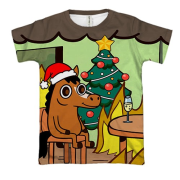 3D футболка Новогодняя лошадка - this is fine