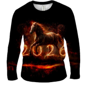 Чоловічий 3D лонгслів Рік Коня, 2026